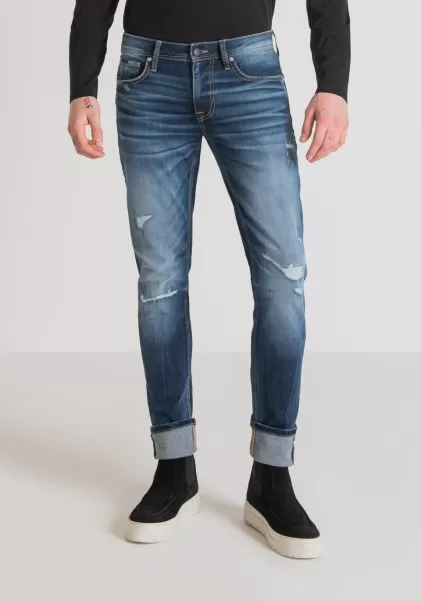 Blu Denim Jeans Super Skinny Fit “Paul” In Stretch Denim Blu Con Lavaggio Medio Uomo Antony Morato Jeans
