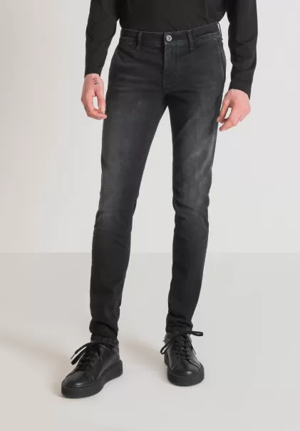 Jeans Skinny Fit “Mason” In Denim Nero Power Stretch Con Lavaggio Scuro Jeans Antony Morato Uomo Nero