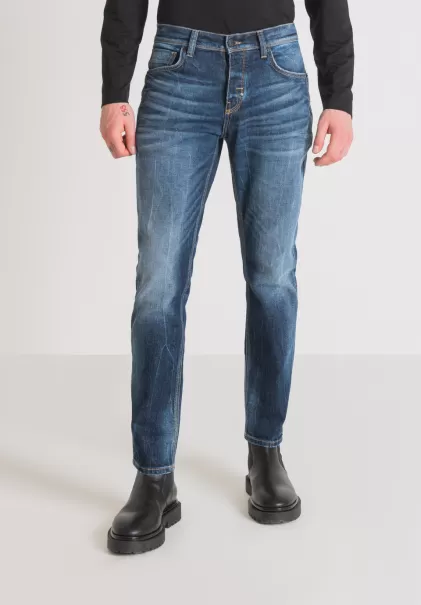 Jeans Uomo Antony Morato Blu Denim Jeans Slim Fit “Laurent” In Denim Blu Con Lavaggio Medio