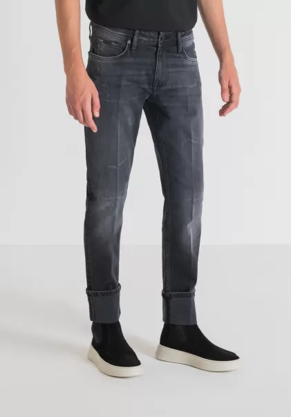 Antony Morato Jeans Super Skinny Fit “Paul” In Stretch Denim Nero Con Lavaggio Medio E Rotture Frontali Uomo Jeans Nero