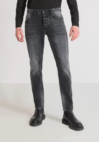 Jeans Nero Uomo Antony Morato Jeans Slim Fit “Laurent” In Denim Nero Con Lavaggio Medio