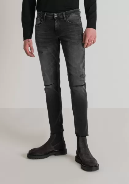 Jeans Super Skinny Fit “Mercury” In Denim Stretch Lavaggio Nero Nero Antony Morato Jeans Uomo