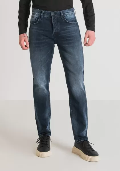 Jeans Antony Morato Uomo Jeans Slim Fit “Cleve” Con Gamba Dritta In Denim Blu Lavaggio Medio Blu Denim