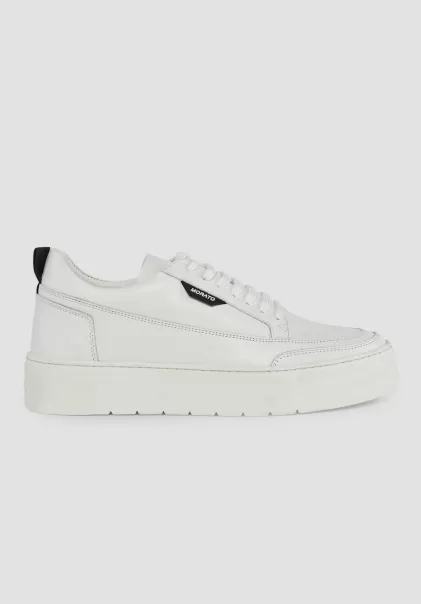Sneaker Bassa “Flint” In Pelle Bianco Sneakers Uomo Antony Morato