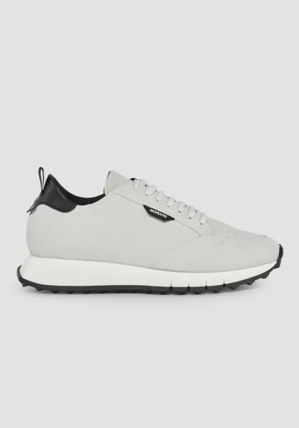 Sneakers Sneaker Bassa “Run Wheaton” In Nabuk Riciclato Bianco Uomo Antony Morato